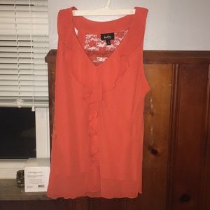 Orange lace and ruffle top